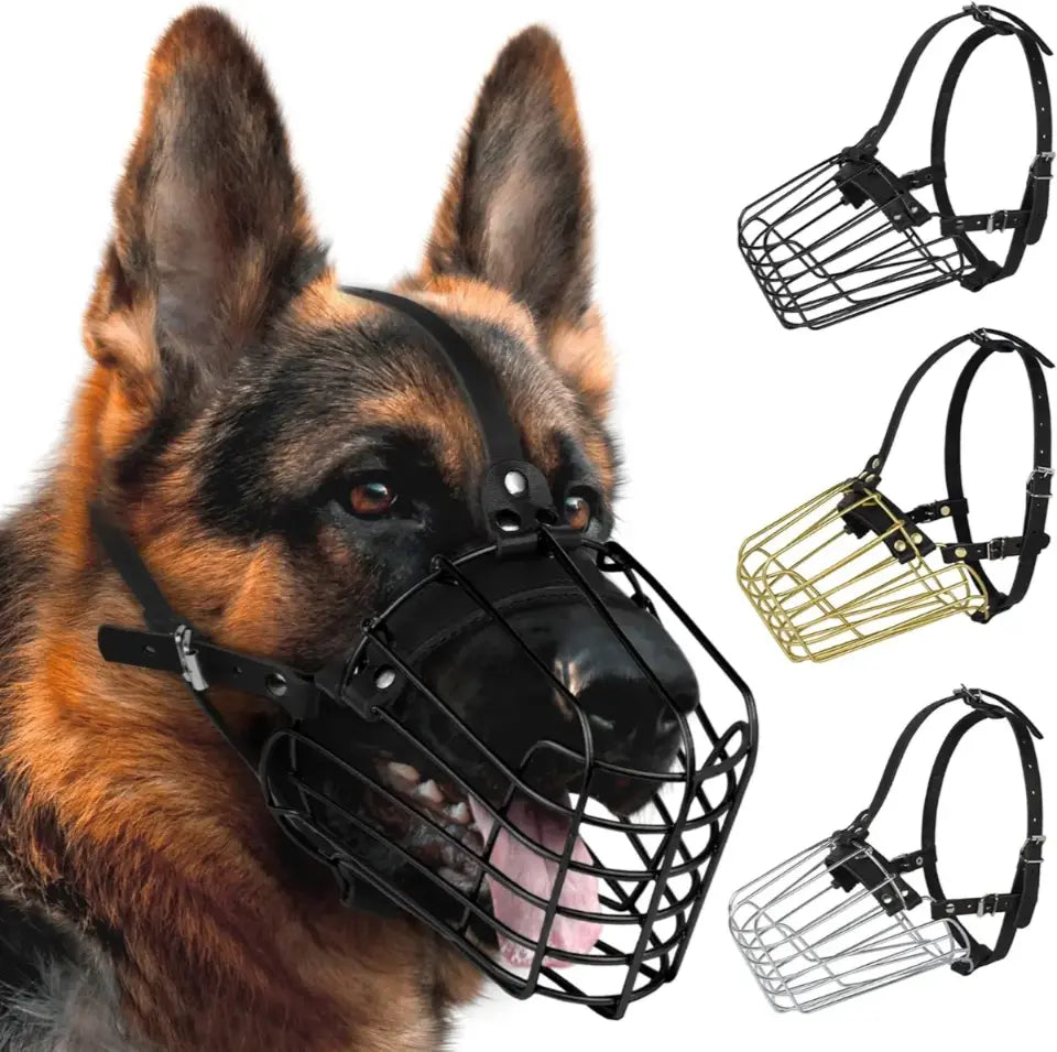 Wire Dog Muzzle German Shepherd for Medium Large Dogs Adjustable Durable Metal Basket for Biting Chewing Barking